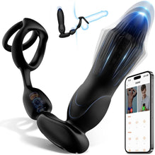 Load image into Gallery viewer, 10 Modes Vibrators for Men - 4-in-1 Prostate Stimulation with Ring, Butt Plug and Dildo Vibrator - IPX6 Waterproof Sex Toy for Men with Shock Function