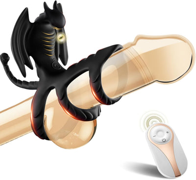 3 in1 Penisring Penis Vibrator Sex Spielzeug für die Männer Paare Extrem, Drachen Cockring Hodenring mit 10 Vibrationsmodi für Klitoris Stimulation & Penis Vergrößerung Zeit Verlängern