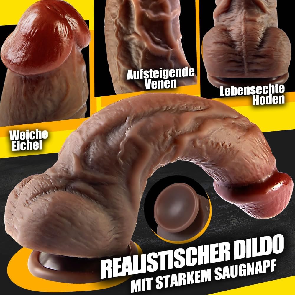 6cm dicker Realistischer Dildo groß für G-Punkt-Stimulation mit spezieller Kurve 20cm Silikon dildos mit Starkem Saugnapf Penis Analdildo realistische dildos Sexspielzeug für Frauen und Männer