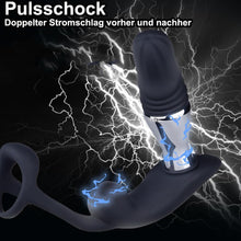 Load image into Gallery viewer, 3in1 Elektro Shock Anal Vibrator Penisringe Prostata Stimulator Set mit 10 Teleskop Vibrationsfunktion &amp; 3 Elektrostimulation Modi, Anal Massagegerät SM Extrem Sexspielzeug für Männer Solo