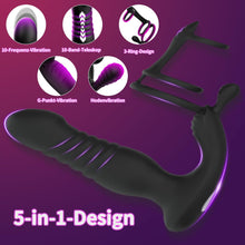 Load image into Gallery viewer, 3 IN 1 Analplug Prostate Stimulation Massager Verfügt über 10 Vibrationsschockmodi Sex Spielzeug für die Männer Dualer Penisring mit Fernbedienung Analstimulation