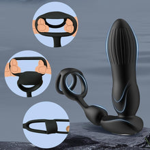 Load image into Gallery viewer, 10 Modes Vibrators for Men - 4-in-1 Prostate Stimulation with Ring, Butt Plug and Dildo Vibrator - IPX6 Waterproof Sex Toy for Men with Shock Function