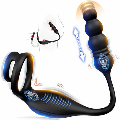 Anal Vibrator Prostata Stimulation Männer Analplug Sexspielzeug für die Männer Vibratorenset Anal plug Dildo mit Penisring Analvibratoren für Mann Buttplug mit 9 Vibration 9 Stoßmodi Sex Toys