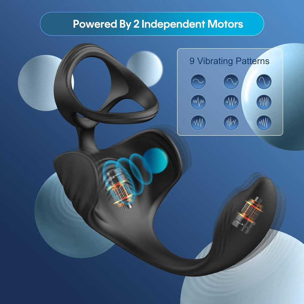 4 in 1 Analvibrator mit APP Fernbedienung und Drahtlose Fernbedienung 9 Vibrationsmodi und 6 Unterhaltungsmodi Analplug Doppelter Penisring Analplug-Massage Hodenmassage geeignet für Paare