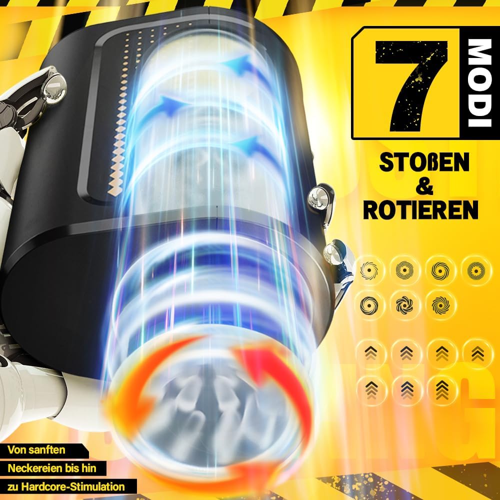2 in 1 Elektrischer Masturbator mit 7 Stoßen und Rotieren offenes Masturbieren für Männer wasserdicht Masturbatoren Taschenmuschi, Eichel Penis Trainer Sex Spielzeug für die Männer solo Blowjob