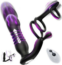 Load image into Gallery viewer, 3 IN 1 Analplug Prostate Stimulation Massager Verfügt über 10 Vibrationsschockmodi Sex Spielzeug für die Männer Dualer Penisring mit Fernbedienung Analstimulation