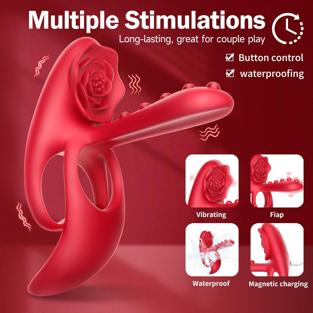 3 in1 Penisring Extrem Sexspielzeug für Paare Penis Vibrator mit 10 Vibrationsmodi für Frau Klitoris Stimulator Cockring Sexspielzeug für Männer längere Erektion Perineum Massage Penisringe