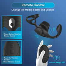Load image into Gallery viewer, 4 in 1 Analvibrator mit APP Fernbedienung und Drahtlose Fernbedienung 9 Vibrationsmodi und 6 Unterhaltungsmodi Analplug Doppelter Penisring Analplug-Massage Hodenmassage geeignet für Paare