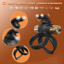 Load image into Gallery viewer, 3 in1 Penisring Vibrator - Dual Penis Ring mit 10 Vibrationsmodi Erotik Sex Spielzeug für Paare Penis Massagegerät für Langwährende Erektion Cockring Masturbator Spielzeug für die Männer Extrem