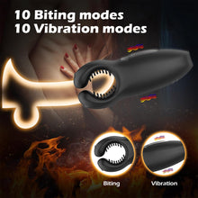 Load image into Gallery viewer, Zusammendrückbarer männlicher Masturbator-Penis-Vibrator-Trainer mit 10 Vibrationen 10 Beißmodi Silikon-Penismassagegerät Stroker, männlicher Vibrator verlängert die Ausdauer Sex Spielzeug