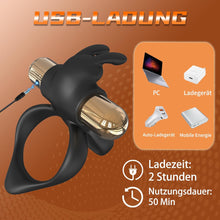 Load image into Gallery viewer, 3 in1 Penisring Vibrator - Dual Penis Ring mit 10 Vibrationsmodi Erotik Sex Spielzeug für Paare Penis Massagegerät für Langwährende Erektion Cockring Masturbator Spielzeug für die Männer Extrem