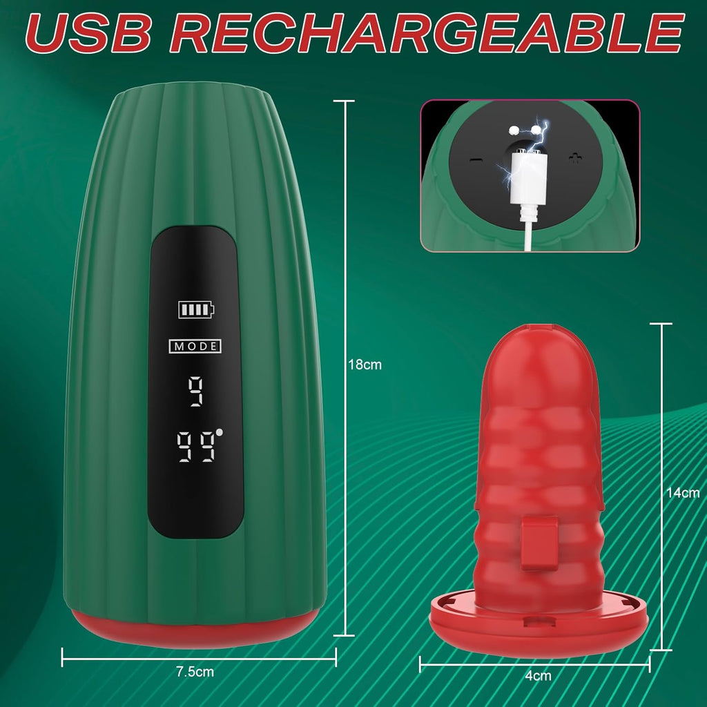 360° umwickeltes Elektrischer Masturbator Groß Penistrainer Vibrator Sex Spielzeug für Männer, HeizfunktionPenisvibrator 9 Vibrations für Training längere Ausdauer, Eichel Stimulator Sexspielzeug solo