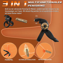 Load image into Gallery viewer, 3 in1 Penisring Vibrator - Dual Penis Ring mit 10 Vibrationsmodi Erotik Sex Spielzeug für Paare Penis Massagegerät für Langwährende Erektion Cockring Masturbator Spielzeug für die Männer Extrem