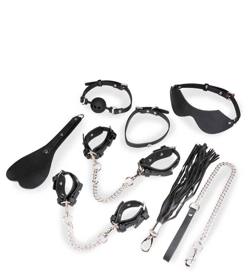 8-teiliges Bondage-Set aus veganem Lederimitat