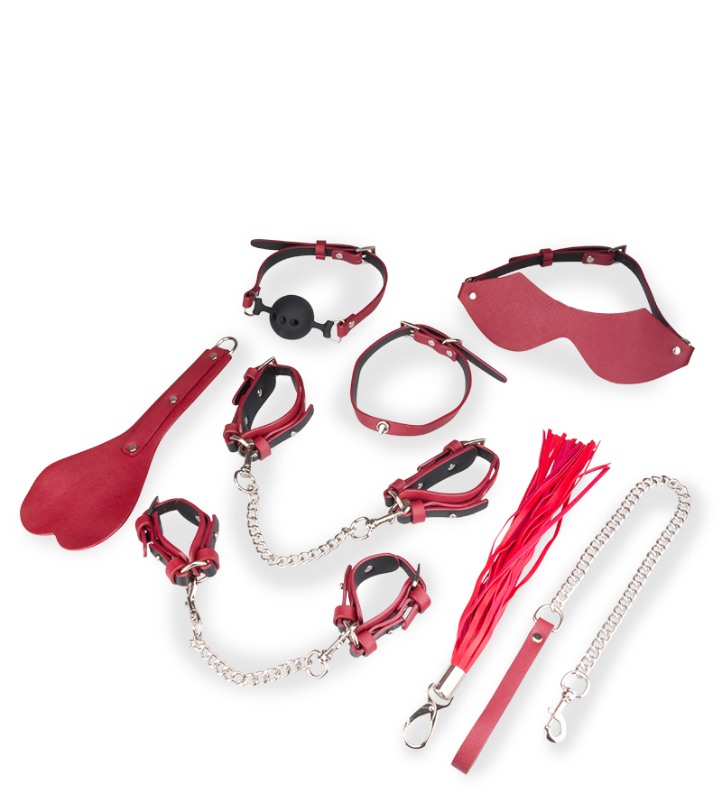 8-teiliges Bondage-Set aus veganem Lederimitat